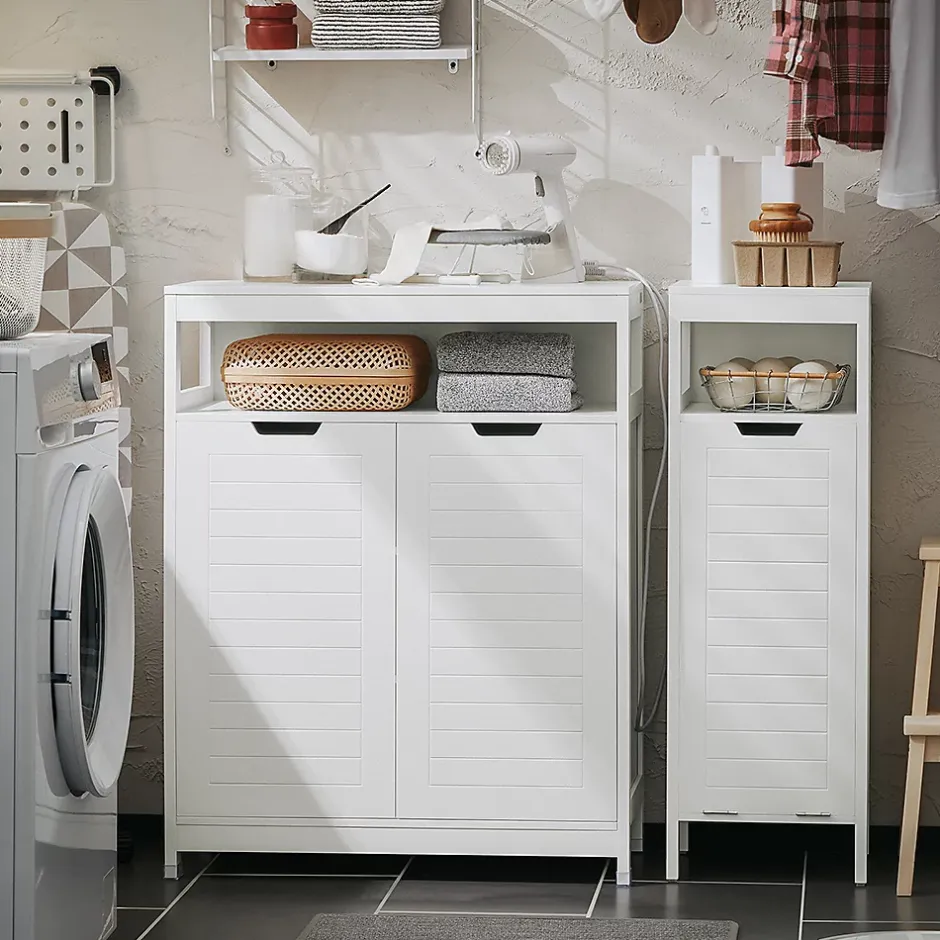 Sobuy Meuble Salle de Bain Armoire avec 2 Portes, étagères Réglables, BZR121-W,* Armoire De Salle De Bains