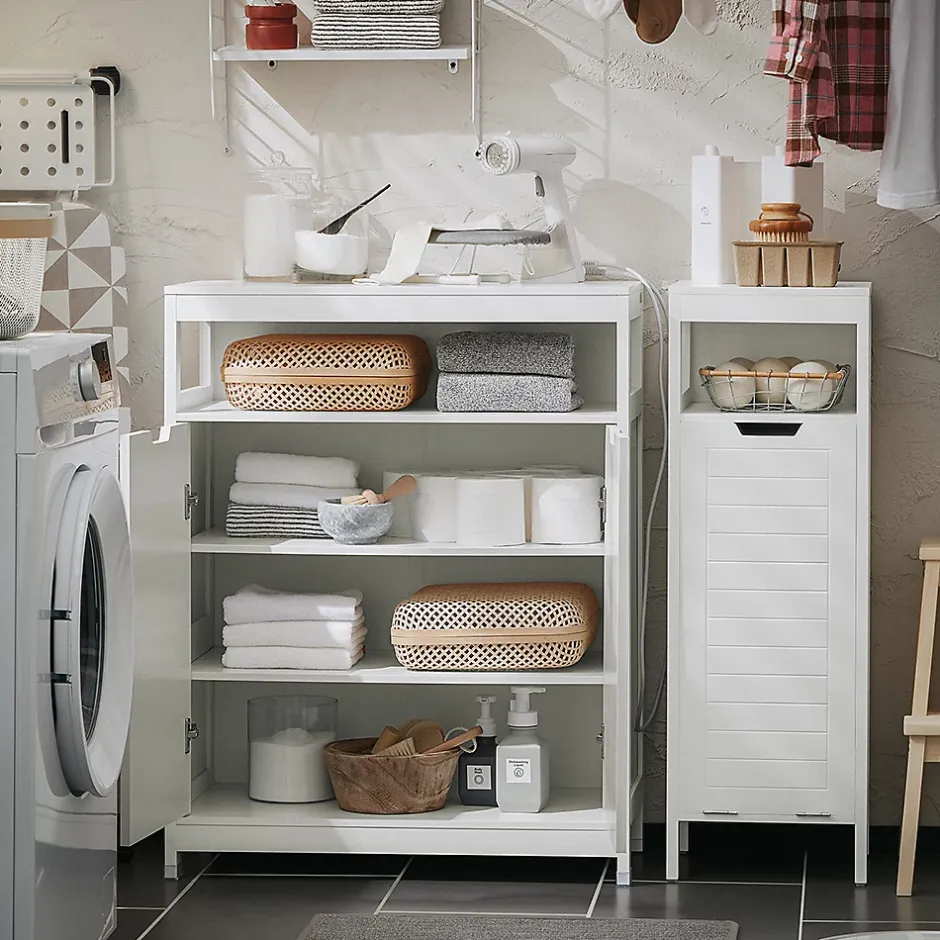 Sobuy Meuble Salle de Bain Armoire avec 2 Portes, étagères Réglables, BZR121-W,* Armoire De Salle De Bains
