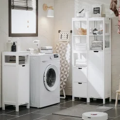 Sobuy Meuble Salle de Bain Armoire avec 2 Portes, étagères Réglables, BZR121-W,* Armoire De Salle De Bains