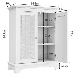 ProximaX Meuble salle de bain blanc sur pied avec porte panier et étagère réglable, meuble indépendant pour salle de bain, salon ou cuisine