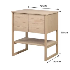 Mob-In Meuble salle de bain Chêne 70 cm ATOLL + Vasque carrée 36 cm* Ensemble Meuble De Salle De Bains