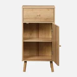 Sweeek Meuble salle de bain décor bois et cannage Bohème 1 tiroir 1 étagère 45 x 36 x 90 cm naturel* Etagère Salle De Bains