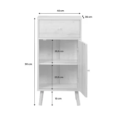 Sweeek Meuble salle de bain décor bois et cannage Bohème 1 tiroir 1 étagère 45 x 36 x 90 cm naturel* Etagère Salle De Bains