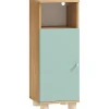 Homcom Meuble salle de bain design nordique porte étagère niche effet bois clair vert d'eau
