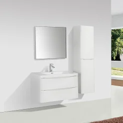 Stano Meuble salle de bain design simple vasque PIACENZA largeur 90 cm blanc laque* Meuble Vasque