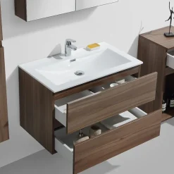 Stano Meuble salle de bain design simple vasque SIENA largeur 80 cm noyer
