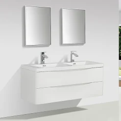 Stano Meuble salle de bain design double vasque PIACENZA largeur 120 cm blanc laque* Meuble Vasque