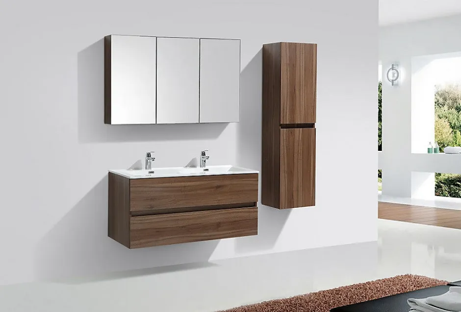Stano Meuble salle de bain design double vasque SIENA largeur 120 cm noyer* Meuble Vasque