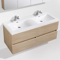 Stano Meuble salle de bain design double vasque SIENA largeur 144 cm chêne clair texture* Meuble Vasque