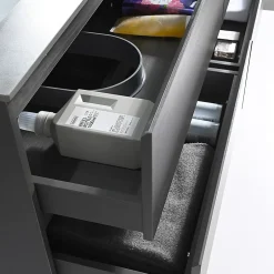Luxury Bain Meuble salle de bain double vasque 140cm gris et effet marbre gris avec miroir LED LB-8475G-140