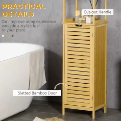 ProximaX Meuble salle de bain en bambou autoportant, 3 compartiments ouverts, poignée et système anti-basculement, gain de place* Etagère Salle De Bains