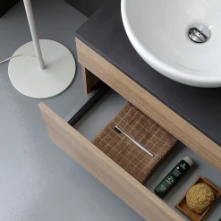 Kiamami Valentina Meuble Salle De Bain En Chêne Naturel 120Cm Avec Miroir 120X60 - Sole* Ensemble Meuble De Salle De Bains