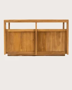 Uniqka Meuble salle de bain en teck avec étagère en verre 140 cm -