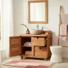Uniqka Meuble salle de bain en teck porte persienne 90 cm -* Meuble Sous-Vasque