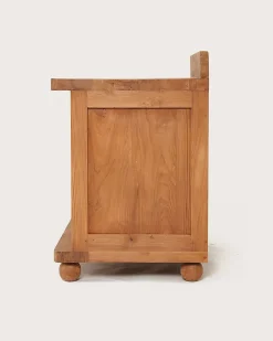 Uniqka Meuble salle de bain en teck porte persienne 90 cm -* Meuble Sous-Vasque