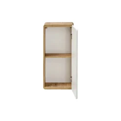 Meublorama Meuble salle de bain ERBANO Chene clair et blanc brillant 35x75 cm 1 porte Meuble suspendu
