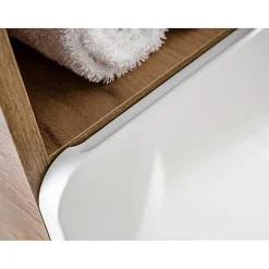 Meublorama Meuble salle de bain ERBANO Chene clair et blanc brillant 35x75 cm 1 porte Meuble suspendu