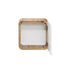 Meublorama Meuble salle de bain ERBANO Chene clair et blanc brillant 35x35 cm 1 porte Meuble suspendu