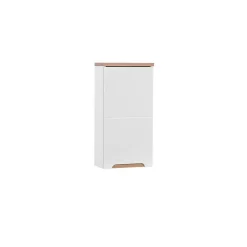 Meublorama Meuble salle de bain ERMANO Chene clair et blanc brillant 35x70 cm 1 porte Meuble suspendu
