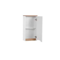 Meublorama Meuble salle de bain ERMANO Chene clair et blanc brillant 35x70 cm 1 porte Meuble suspendu