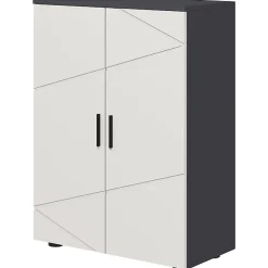 ProximaX Meuble salle de bain gris à double porte avec étagères réglables, meuble d'appoint et rangement pour salon, 60x30x82 cm* Meuble Wc