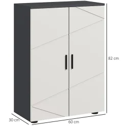 ProximaX Meuble salle de bain gris à double porte avec étagères réglables, meuble d'appoint et rangement pour salon, 60x30x82 cm* Meuble Wc