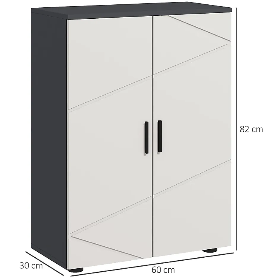 ProximaX Meuble salle de bain gris à double porte avec étagères réglables, meuble d'appoint et rangement pour salon, 60x30x82 cm* Meuble Wc