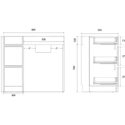 Cuisibane Meuble salle de bain PMR ANDY PLUS 90 cm bois et blanc + miroir Motory