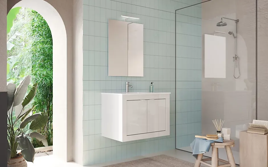Autres Meuble salle de bain Pratiko BASIC 2.0 blanc laqué brillant 82x57x47 cm