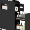 Giantex Meuble Salle de Bain Étroit,avec Support pour Papier Toilette,2 Tiroir, 2 Roue, Poignée Pratique,pour Buanderie, Toilette (Noir)* Armoire De Salle De Bains