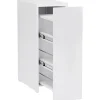 ProximaX Meuble salle de bain étroit blanc à roulettes, meuble WC et d'appoint avec tiroir 3 compartiments et niche, idéal petits espaces* Meuble Wc