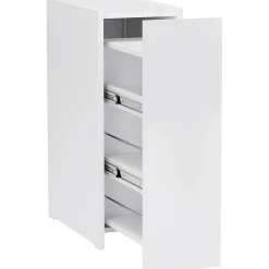 ProximaX Meuble salle de bain étroit blanc à roulettes, meuble WC et d'appoint avec tiroir 3 compartiments et niche, idéal petits espaces* Meuble Wc