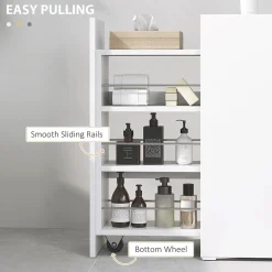ProximaX Meuble salle de bain étroit blanc à roulettes, meuble WC et d'appoint avec tiroir 3 compartiments et niche, idéal petits espaces* Meuble Wc