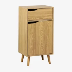 Sweeek Meuble salle de bain vintage décor bois frêne 1 tiroir 1 porte - Nepal* Etagère Salle De Bains