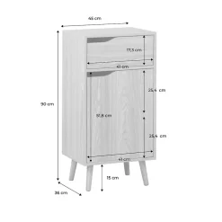 Sweeek Meuble salle de bain vintage décor bois frêne 1 tiroir 1 porte - Nepal* Etagère Salle De Bains