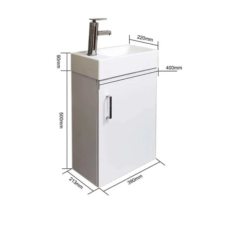 Top Bath Meuble Salle de Bains avec vasque/lavabo lave mains à suspendre Mini 40 Blanc* Lave-Mains