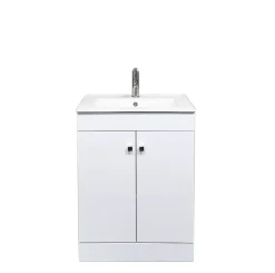 Top Bath Meuble Salle de Bains avec vasque/lavabo LOOK 60 Blanc à poser avec plan céramique.* Meuble Vasque