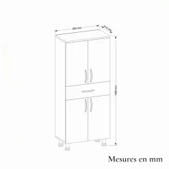Pier Import Meuble salle de bains effet travertin, 4 portes 1 tiroir JENA* Armoire De Salle De Bains