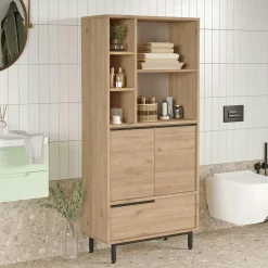 Pier Import Meuble salle de bains moderne effet bois 3 portes JENA