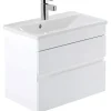 Sanindusa Meuble salle de bains suspendu 60x36 Look slow close blanc (vasque Look en option non inclus)* Meuble Sous-Vasque
