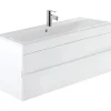 Sanindusa Meuble salle de bains suspendu 100x36 Look slow close blanc (vasque Look en option non inclus)* Meuble Sous-Vasque