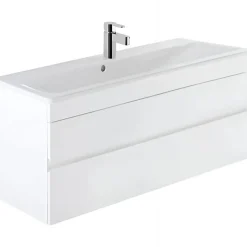 Sanindusa Meuble salle de bains suspendu 100x36 Look slow close blanc (vasque Look en option non inclus)* Meuble Sous-Vasque