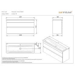 Sanindusa Meuble salle de bains suspendu 100x36 Look slow close blanc (vasque Look en option non inclus)* Meuble Sous-Vasque