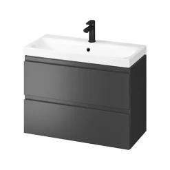 Planète Bain Meuble salle de bain-80x37.5cm-Gain de place -Gris anthracite Mat-Moduo Slim