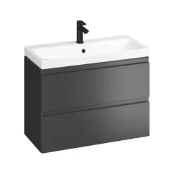 Planète Bain Meuble salle de bain-80x37.5cm-Gain de place -Gris anthracite Mat-Moduo Slim
