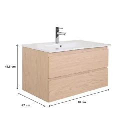Mob-In Meuble simple vasque 80cm + vasque SORRENTO* Meuble Vasque