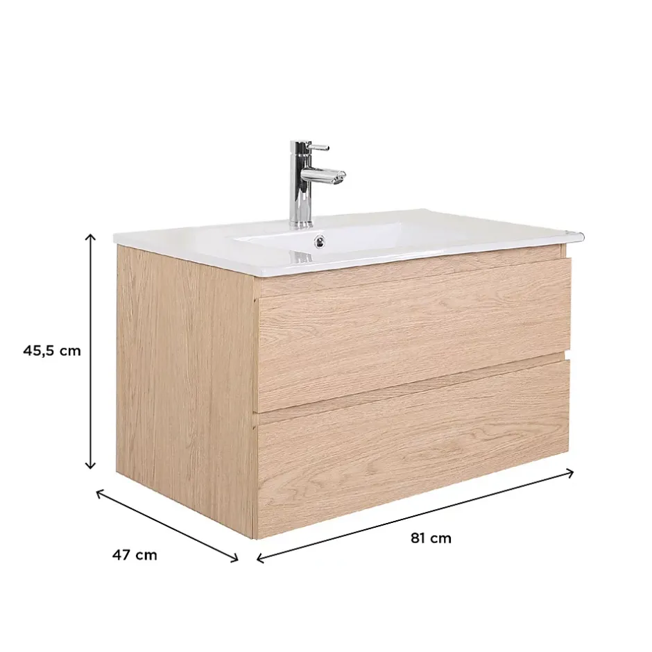 Mob-In Meuble simple vasque 80cm + vasque SORRENTO* Meuble Vasque