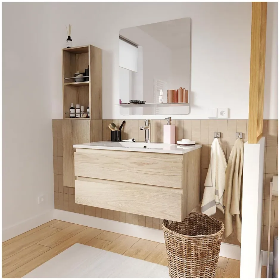 Mob-In Meuble simple vasque 80cm + vasque SORRENTO* Meuble Vasque