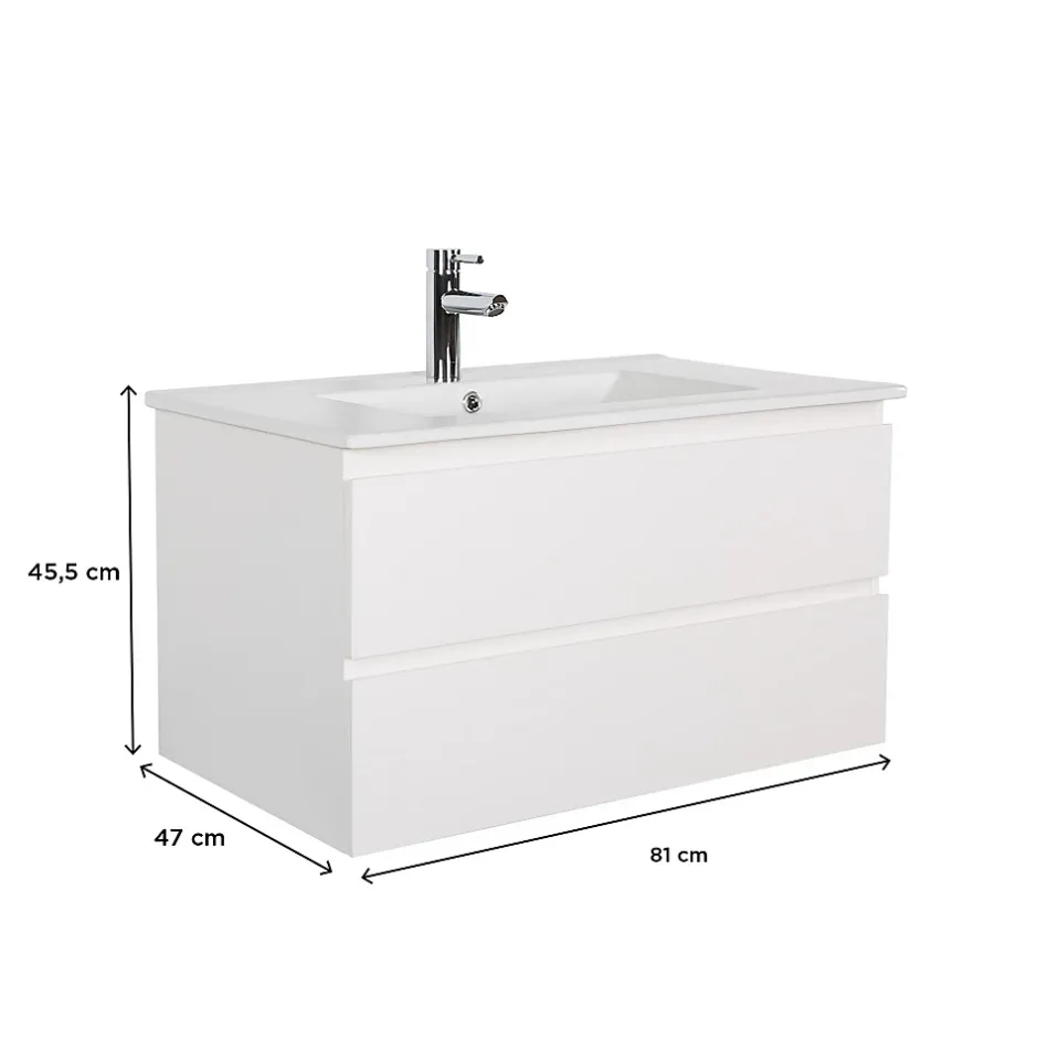Mob-In Meuble simple vasque 80cm + vasque SORRENTO* Meuble Vasque