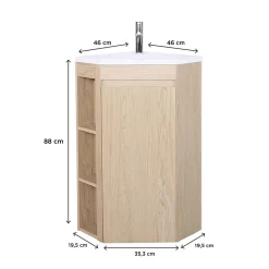 Mob-In Meuble simple vasque d'angle SORRENTO 45cm